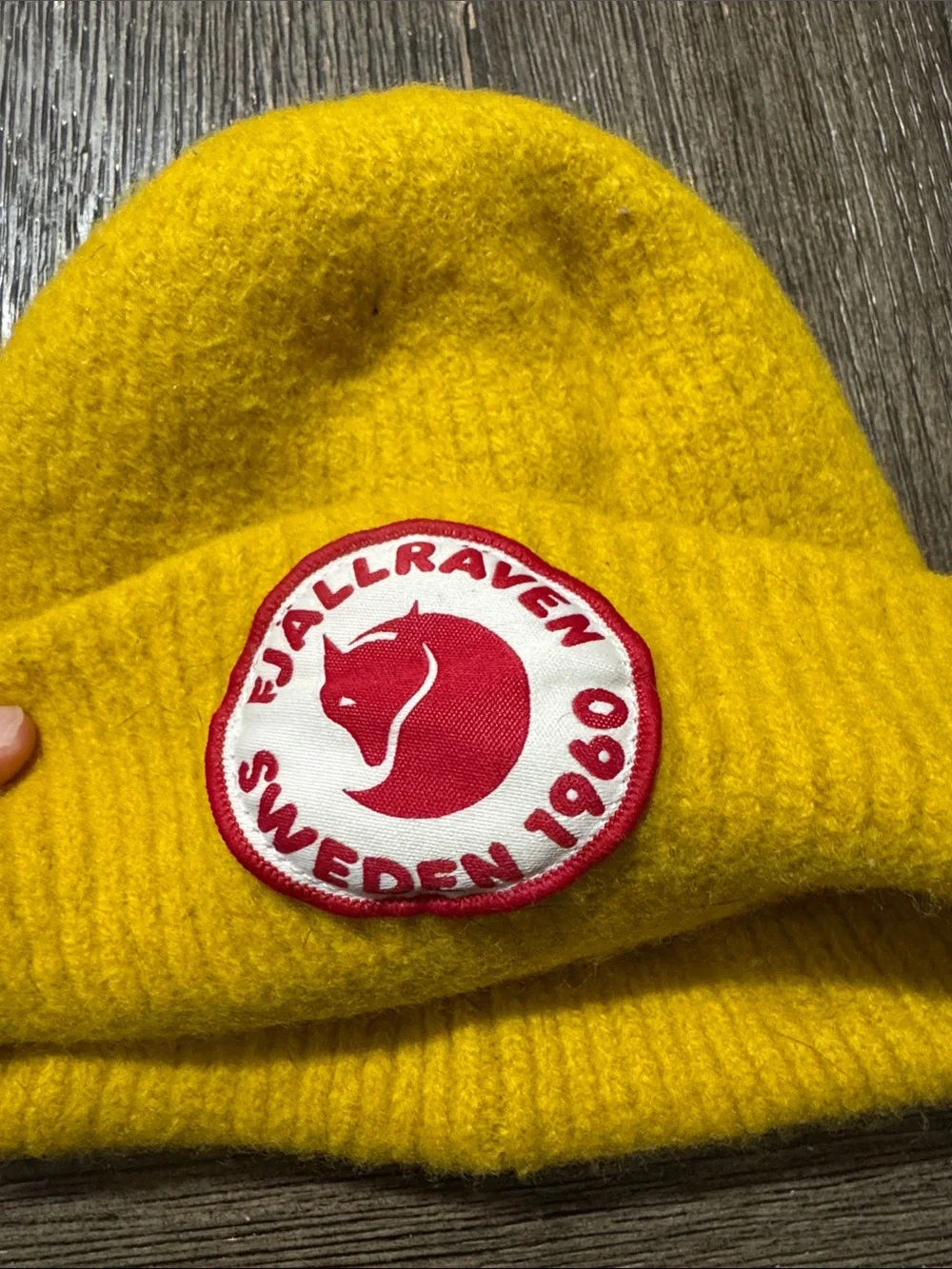 Fjällräven Kånken Logo Beanie Hat Yellow | Custom Shrunk to Infant/Toddler Size